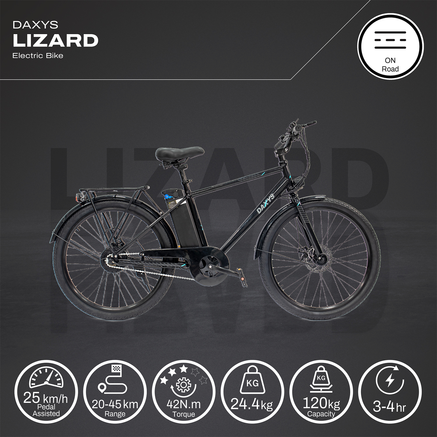 Daxys Lizard Flat Bar Commuter E-Bike 26''